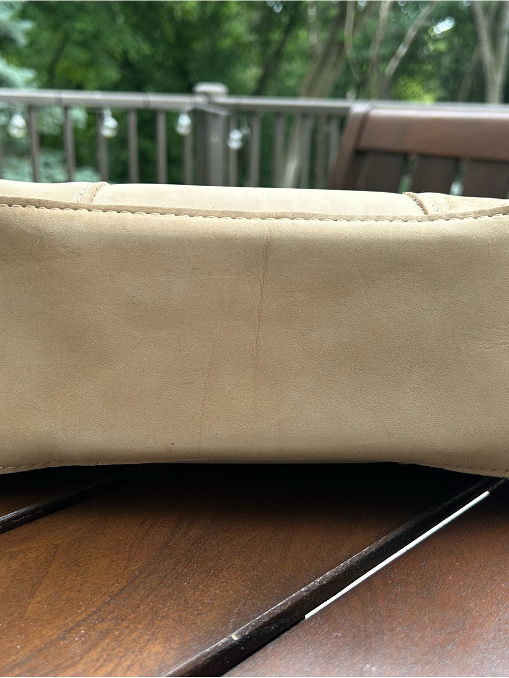 Portland Leather Lola Crossbody Tote Dragon Bone (Light Beige Suede) with Tassel - Picture 6 of 6